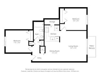 Constantia Floor Plan at The Landings Apartments, Westland, Michigan