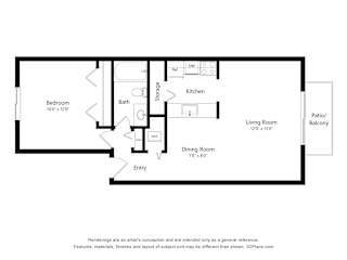 Verbena Floor Plan at The Landings Apartments, Westland, MI