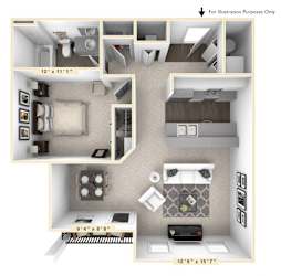 The Linden - 1 BR 1 BA Floor Plan at Bella Vista Apartments, Fishers