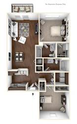 The Peak - 2 Bedroom 2 BA Floor Plan at The Retreat Apartments, Roanoke, VA, 24019