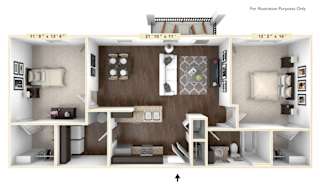 The Sonoma - 2 BR 1 BA Floor Plan at Bella Vista Apartments, Fishers