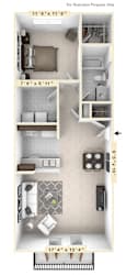 The Tyler - 1 BR 1 BA Floor Plan at Enclave Apartments, Midlothian, 23114
