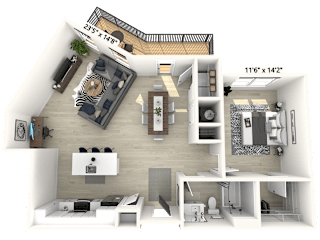 1 bed 1 bath E at Luxe 360 on Centerpointe Apartments, Virginia