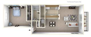 1-Bed/1-Bath, Verbena Floor Plan at Stone Ridge, Michigan, 48393