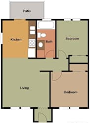 Floor Plan 2 Bedroom 1 Bath