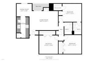 A black and white image of a floor plan for a home.