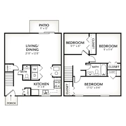 A black and white image of a house floor plan.