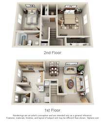 A diagram shows two different layouts for a 1st and 2nd floor.