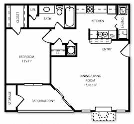 Arbor Mill Executive Floorplan 1 Bedroom 1 Bathroom