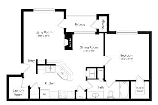 Wesley St. James Apartments Aspen 841 sq ft floor plan image - Atlanta, GA