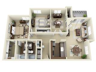 2x2 plus den 1025 sqft Floor Plan at Lakemont Orchard, Issaquah