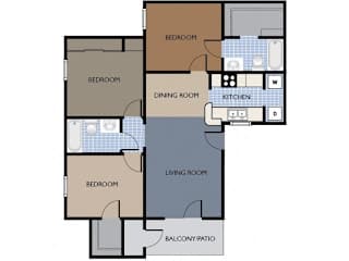 3 bedroom floor plan image