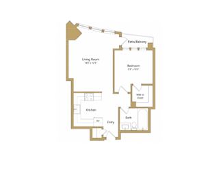 Golden Gate floor plan at Towers at Rincon, San Francisco, CA