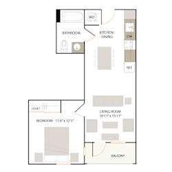 B1.1 floor plan - 1 bed 1 bath at The Union Flats, Union City