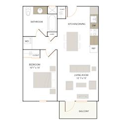 B2.1 floor plan - 1 bed 1 bath at The Union Flats, Union City
