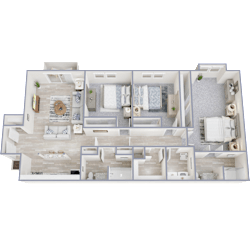 3 Bed 2 Bath Floor Plan at 400 Winchester, Georgia
