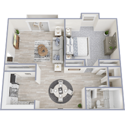 1 Bed 1 Bath Floor Plan at 400 Winchester, Atlanta Georgia