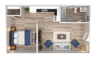 Studio Floor Plan at Waverly Manor Townhomes, Norcross, GA 30071