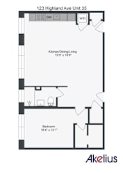 one bedroom floorplan unit 35