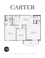 Floor Plan Two Bedroom Two Bath Apartment