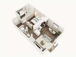 Lux Apartments Floor Plan Open One Bedroom One Bathroom C