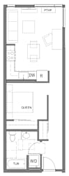 The Gabe Apartments in Portland, Oregon 1K Floor Plan