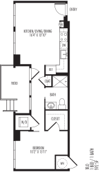 1B0 Floor Plan at TriVista on Speer, Denver