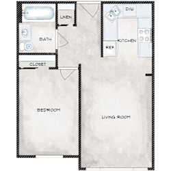 1b1b floorplan at Herbert Residential, Tucson, Arizona