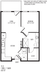 1C0 Floor Plan at TriVista on Speer, Denver, 80204