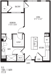 1E0 Floor Plan at TriVista on Speer, Denver, CO