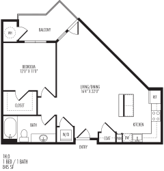 1H0 Floor Plan at TriVista on Speer, Denver, 80204