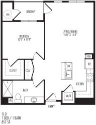 1J0 Floor Plan at TriVista on Speer, Denver, CO