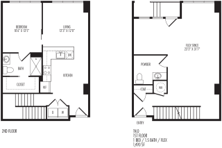 1N0 Floor Plan at TriVista on Speer, Denver, CO, 80204