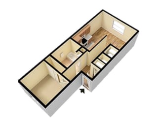 Floor Plan 1 Bed 1 Bath 60% AMI