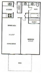 Ventana Apartments and Townhomes 1 Bed 1 Bath Floor Plan