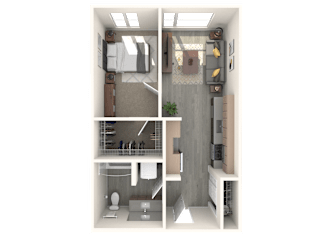 Tilian Open 1x1 C 3D Floor Plan