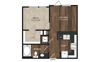 Main Street Flats Apartments Phase II 1x1 A Floor Plan