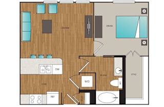 Main Street Flats 1x1 D Floor Plan