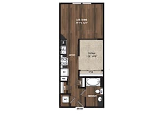 Main Street Flats Apartments Phase II 1x1 E Floor Plan