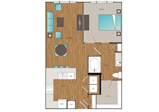 Main Street Flats 1x1 T Floor Plan