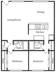 Wisteria Walk Apartments 2 Bed 2 Bath Floor Plan