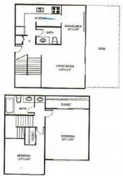 Ventana Apartments and Townhomes 2 Bed Townhome Floor Plan