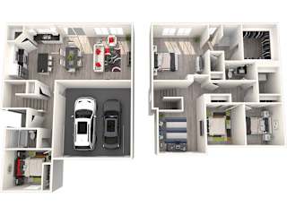 Starling Place 4 Bed 3 Bath with Loft 3D Floor Plan