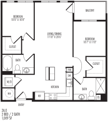 2A0 Floor Plan at TriVista on Speer, Denver, 80204