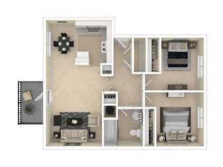 The Acres 2 Bed 1 Bath Floor Plan