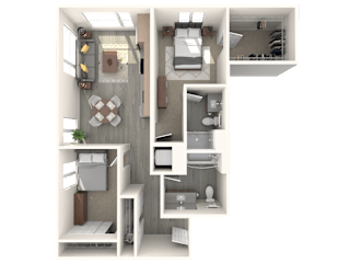 Tilian 2x2 C 3D Floor Plan