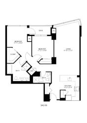 A black and white image of a floor plan for a house.