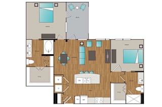 Main Street Flats 2x2 C Floor Plan