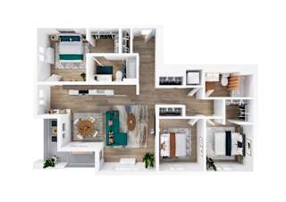 Three Bed B Floorplan at Kinline, Beaverton, Oregon