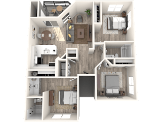 a floor plan of a 3 bedroom apartment